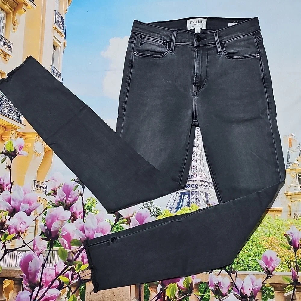 Frame Le High Skinny Raw‎ Hem Jeans Size 25